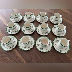 Spode Christmas Tree (Green Trim) Flat Demitasse Cup & Saucer - Set of 12